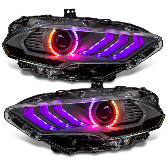 ORACLE Lighting 2018-2023 Ford Mustang "Black Series" Dynamic ColorSHIFT LED Headlights w/ Sequential Turn Signal