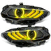 Front view of Ford Mustang "Black Series" LED Headlights with yellow LEDs