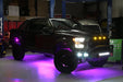 Ford Raptor with rock lights installed, set to pink.