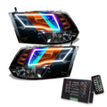 2009-2018 RAM ColorSHIFT Switchback Quad Pre-Assembled Halo Headlights - Black Housing with 2.0 Controller.