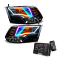 2009-2018 RAM ColorSHIFT Switchback Quad Pre-Assembled Halo Headlights - Black Housing with 2.0 Controller.