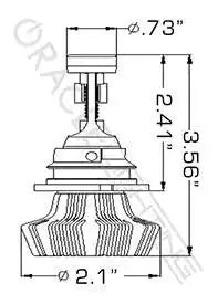 LED bulb diagram with measurements.