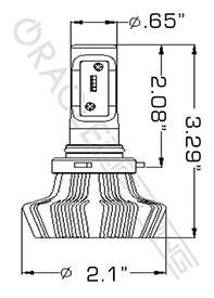 LED bulb diagram with measurements.
