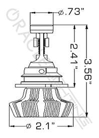 LED Bulb diagram with measurements.