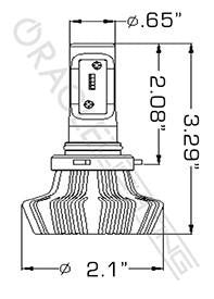 LED Bulb diagram with measurements