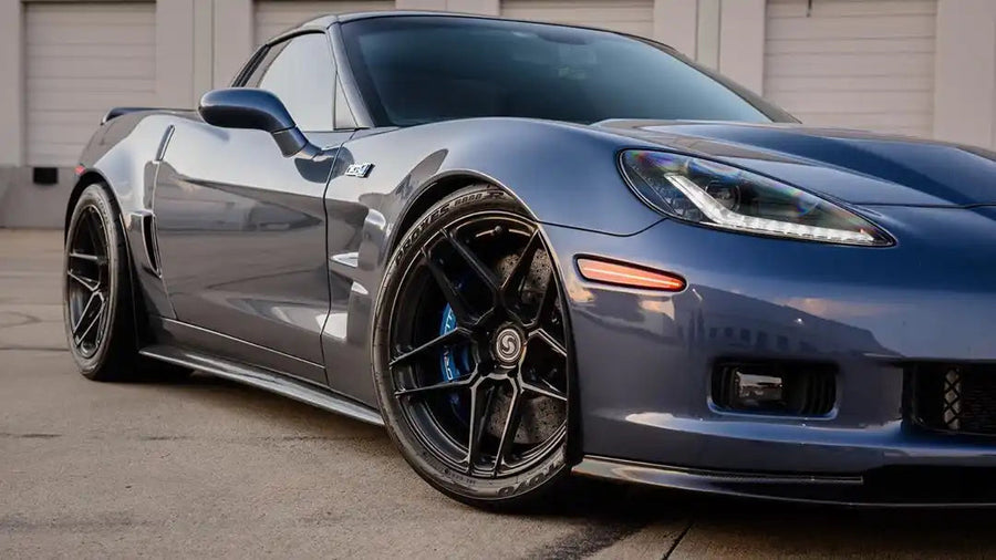 Three quarters view of a C6 Corvette with Concept SMD Sidemarkers installed.