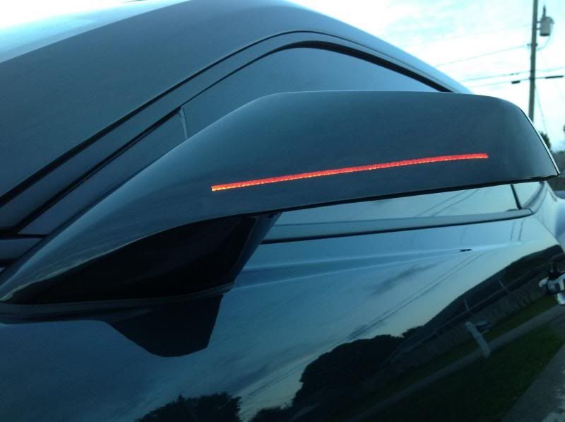 Close-up of Concept Side Mirror installed on a Chevrolet Camaro.