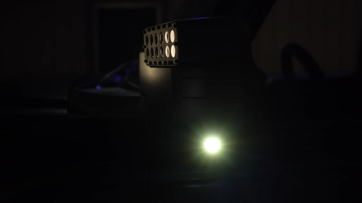 Close-up of a LED Side Mirror installed on a Ford Bronco with Puddle Light upgrade