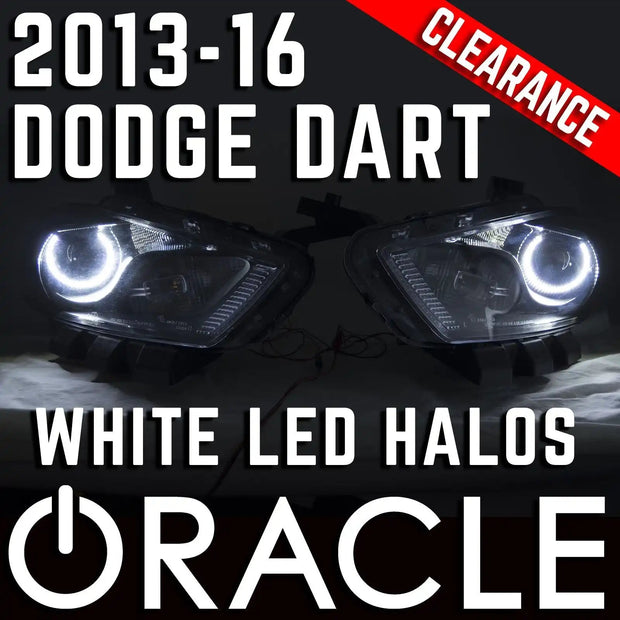 2013-2016 Dodge Dart HID Headlights - ORACLE White LED Halo Kit Pre-Installed