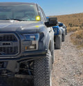Close-up of 2015-2020 Ford F-150 LED Off-Road Side Mirrors installed on a Ford F-150