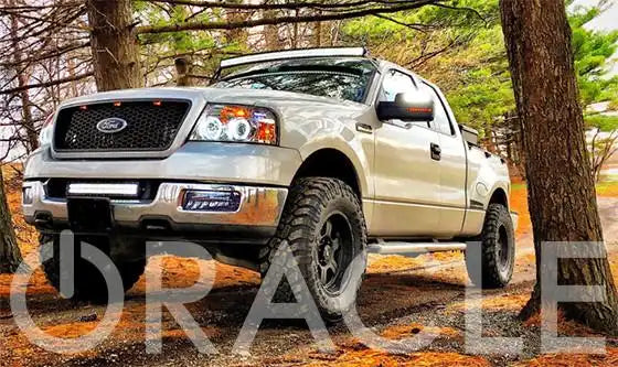 Three quarters view of a Ford F-150 with LED Off-Road Side Mirrors installed.