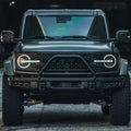 Front view of a Ford Bronco with Triple LED Fog Light Kit installed.