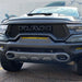 Front end of a RAM TRX with Front Bumper Flush LED Light Bar System installed with yellow LEDs.