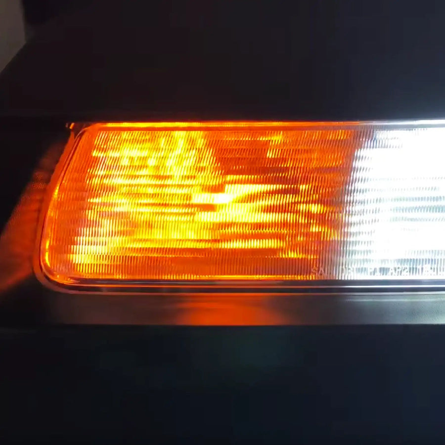 Close-up of JL turn signal turned on