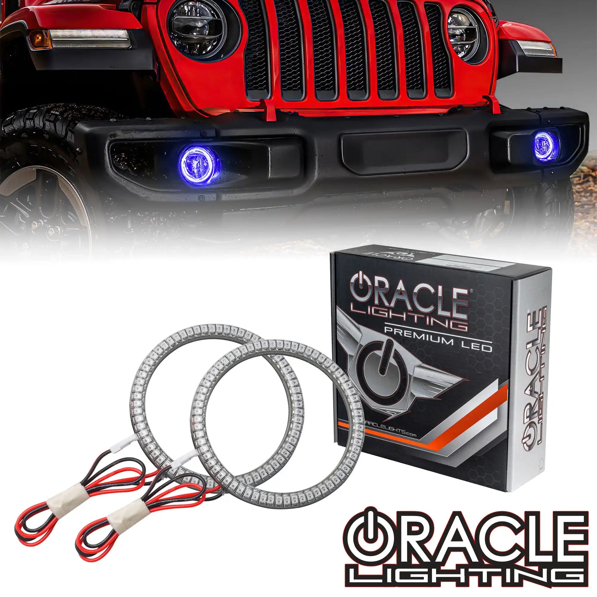 Oracle Lighting 1215-005 - Jeep Wrangler JL/Gladiator JT LED Surface Mount Fog Light Halo Kit - Amber, image size:2000x2000