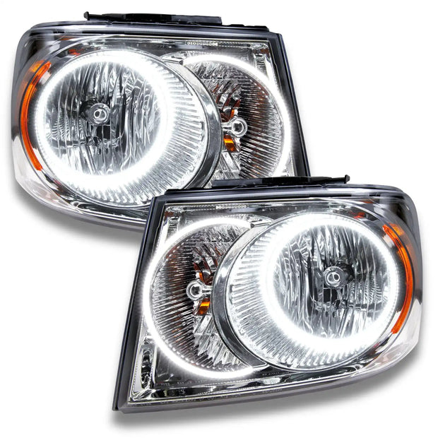 2007-2009 Dodge Durango Pre-Assembled Halo Headlights - Chrome Housing with white halos