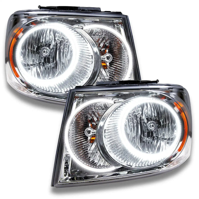 2007-2009 Dodge Durango Pre-Assembled Halo Headlights - Chrome Housing with white halos