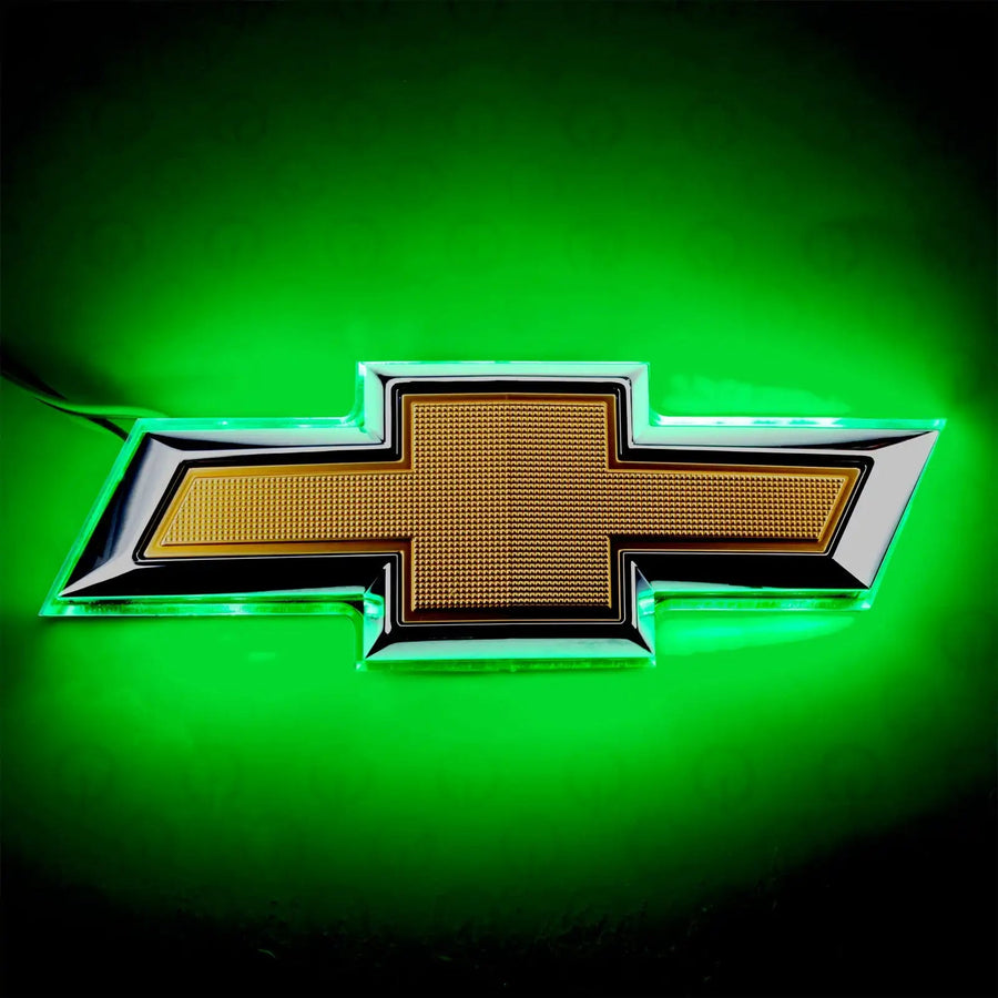 2014-2015 Chevrolet Camaro Illuminated LED Rear Bowtie Emblem with green LEDs.