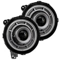 Front view of Oculus Headlights with Graphite Metallic bezels.