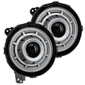 Front view of Oculus Headlights with Satin Silver bezels.