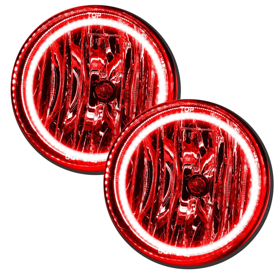 2007-2013 GMC Sierra LED Fog Light Halo Kit with red LED halo rings.