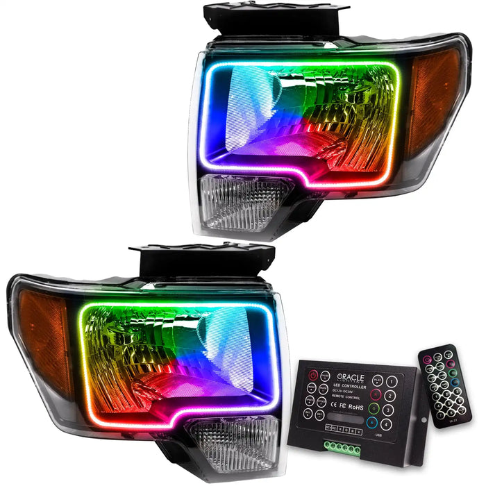  w 2009-2014 Ford F-150 Pre-Assembled Halo Headlights - Non HID - Chrome Housing with 2.0 Controller.
