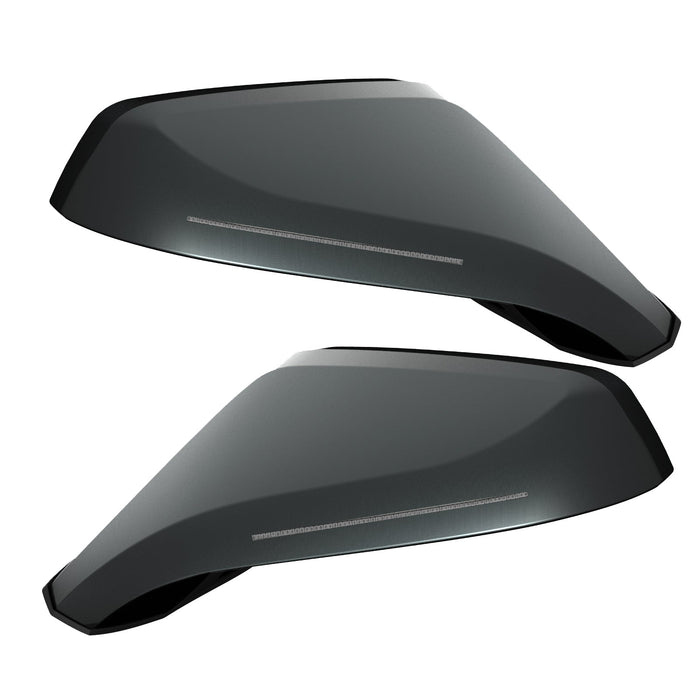 2010-2015 Chevrolet Camaro Concept Side Mirrors with dark gray paint and clear lenses.