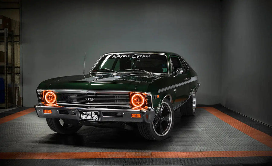 SS Nova with Pre-Installed 7" H6024/PAR56 Sealed Beam Halo installed, and amber halos on.