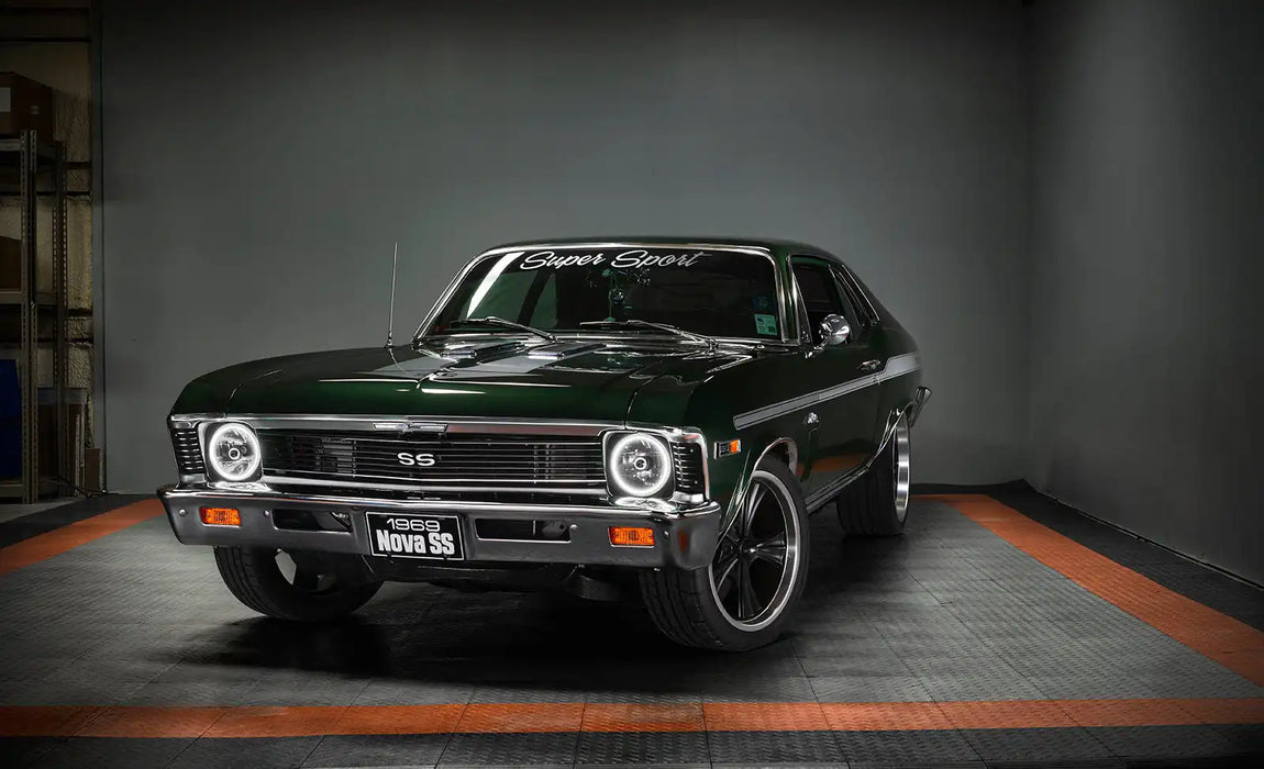SS Nova with Pre-Installed 7" H6024/PAR56 Sealed Beam Halo installed, and white halos on.