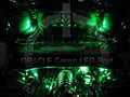 Engine bay with green flood lighting