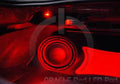 Speaker system with red LED pod behind