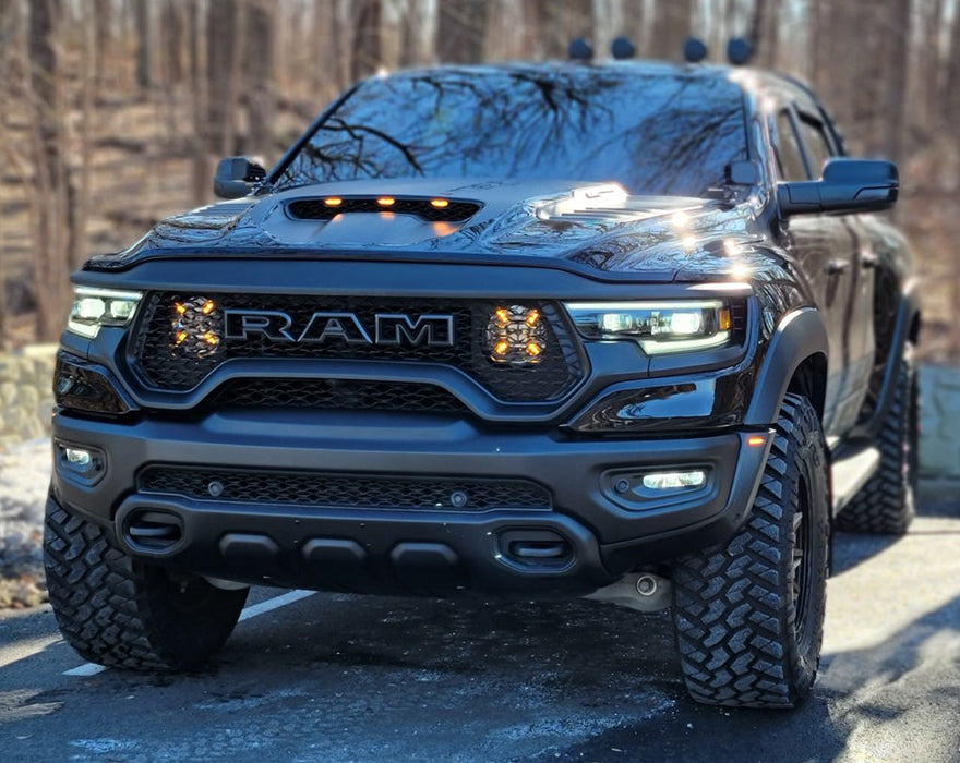 RAM TRX with 7" Multifunction LED Spotlights installed in the grill.