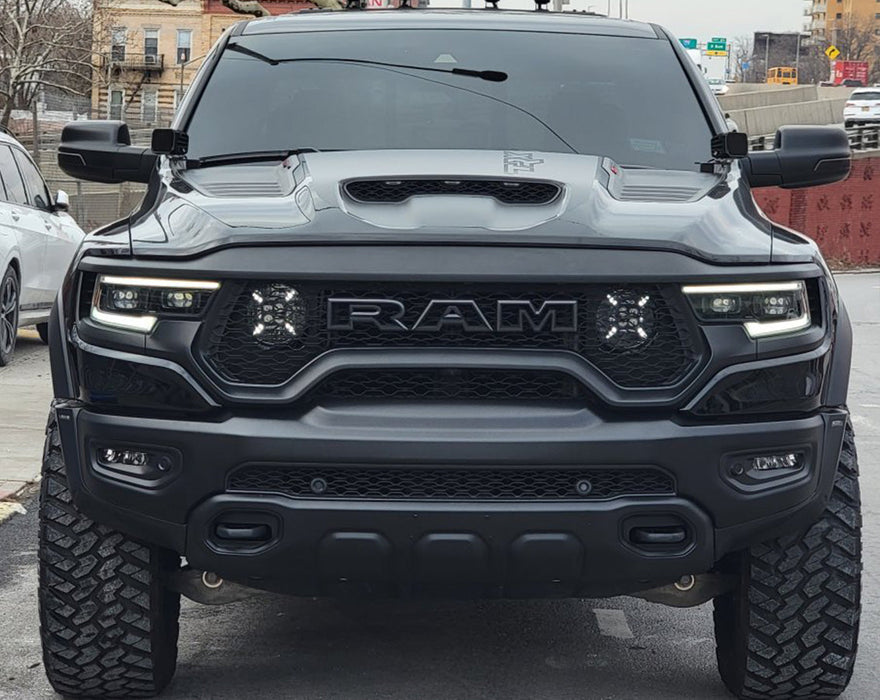 RAM TRX with 7" Multifunction LED Spotlights installed in the grill.