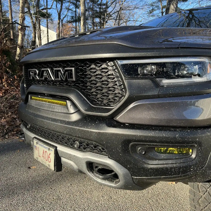 Front end of a RAM TRX with Front Bumper Flush LED Light Bar System installed.
