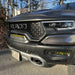Front end of a RAM TRX with Front Bumper Flush LED Light Bar System installed.
