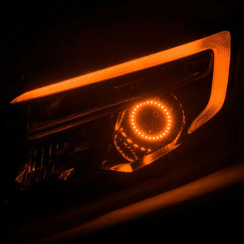 Honda Pilot headlight with amber halo and DRL.