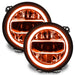 Jeep Gladiator JT headlights with amber DRLs.