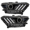 2015-2017 Ford Mustang Pre-Assembled Headlights -Dynamic ColorSHIFT RGB+A -Black Edition