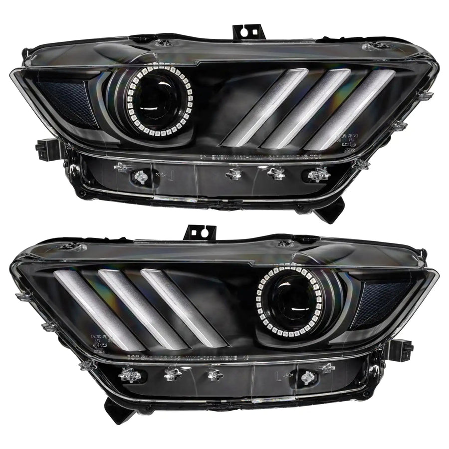 2015-2017 Ford Mustang Pre-Assembled Headlights -Dynamic ColorSHIFT RGB+A -Black Edition