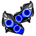 Kawasaki ZX-14R headlights with blue LED halo rings.