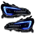 Subaru BRZ headlights with blue DRLs