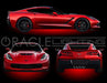 Front, back, and side view of a red Corvette with red LED underbody kit.