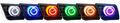 Grid view of Chevrolet Camaro fog lights showing different color surface mount LED halo rings.