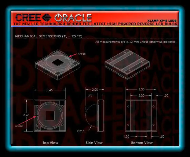 T10 3W CREE Bulbs diagram with measurements