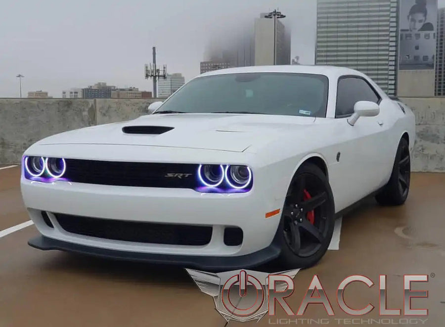 White challenger with purple halos on