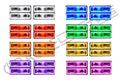 Grid view of GMC Sierra headlights showing different color LED halos.