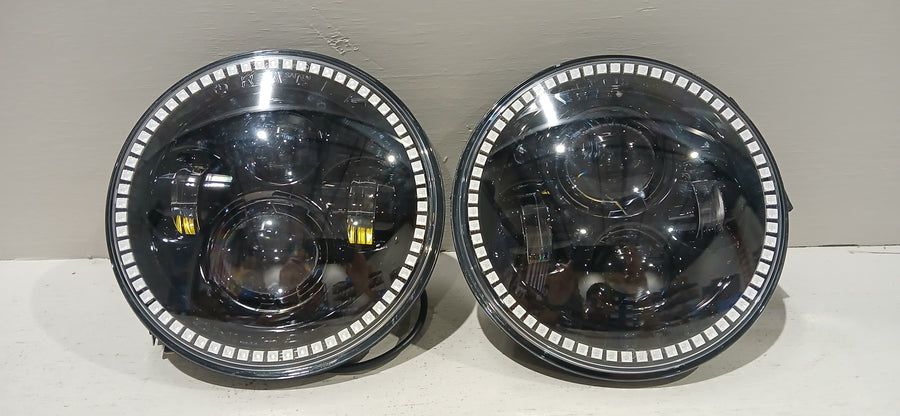 7" High Powered LED Headlights - Black Bezel - ColorSHIFT NA | ORACLE Outlet | GRADE B