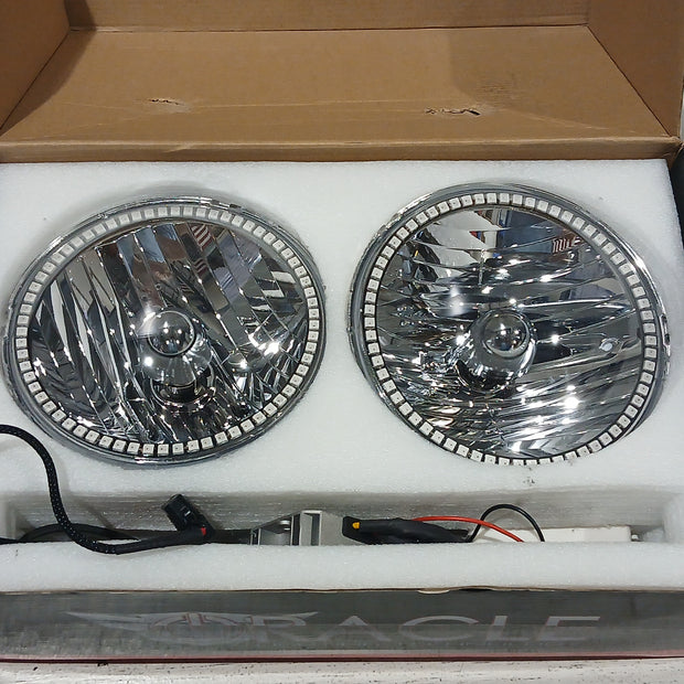 USED 2007-16 Jeep Wrangler Pre-Assembled Headlights - Dynamic ColorSHIFT | ORACLE Outlet | GRADE C