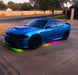 Blue Charger with rainbow LED underglow.