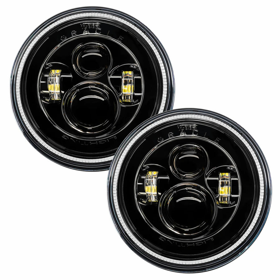 7" High Powered LED Headlights - Black Bezel - Red | ORACLE Outlet | GRADE B
